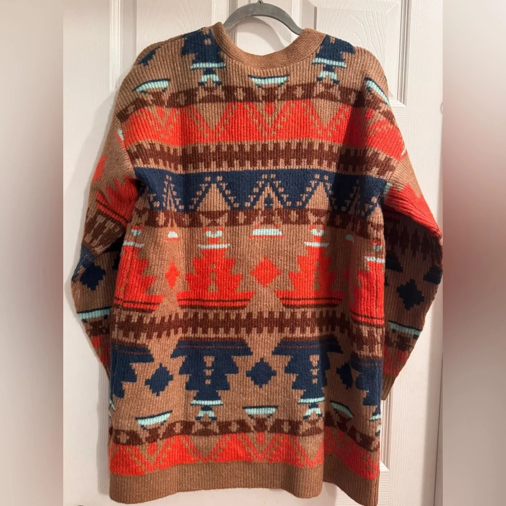 NWT Lucky Brand Brown / Multi Color Aztec Cardigan Sweater - Picture 3 of 7